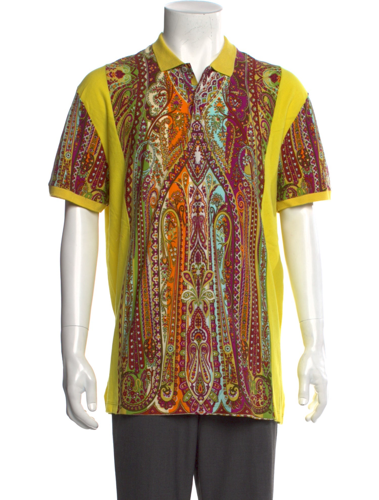 Etro Paisley Print Collar Polo Shirt