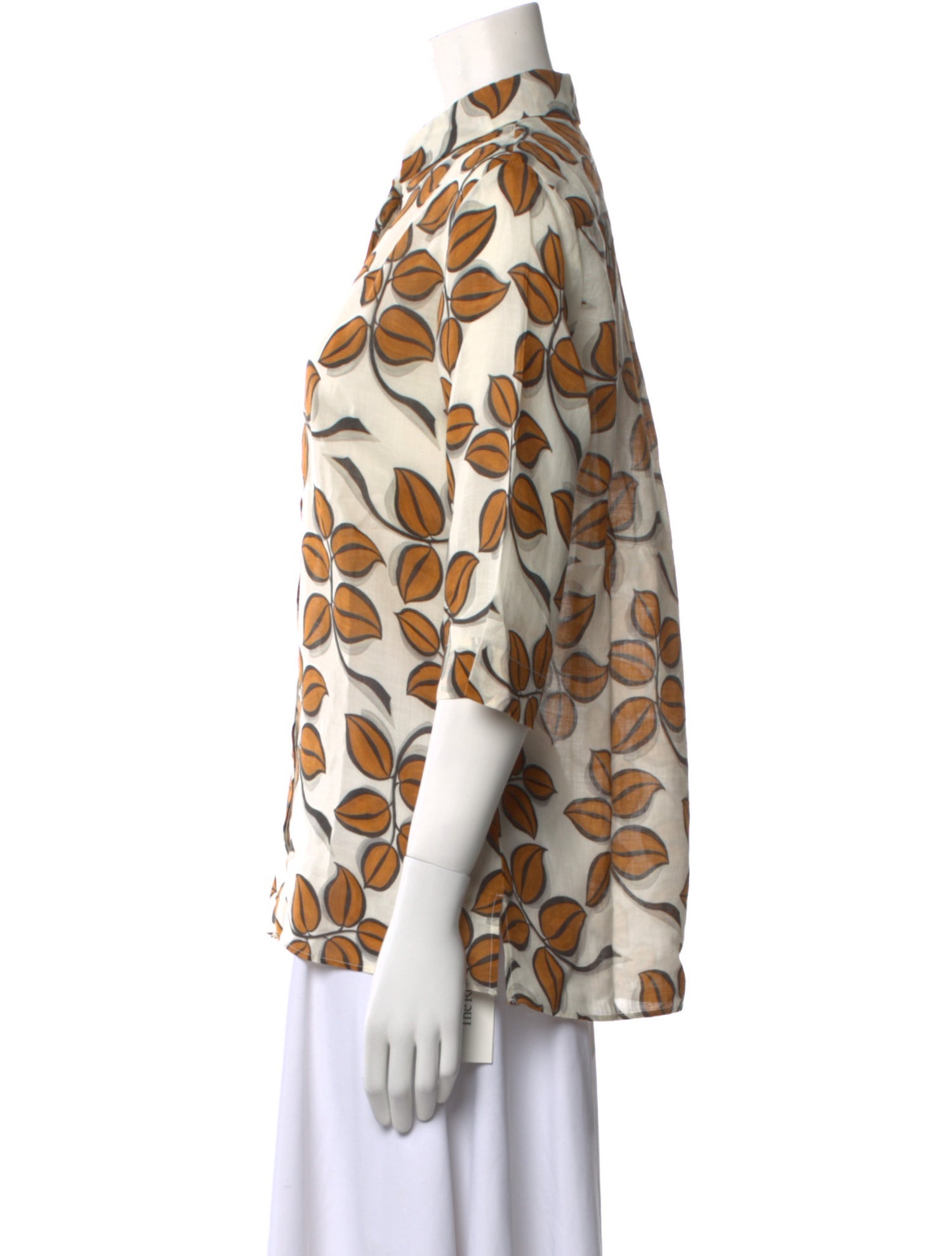 Etro Printed Three-Quarter Sleeve Button-Up Top