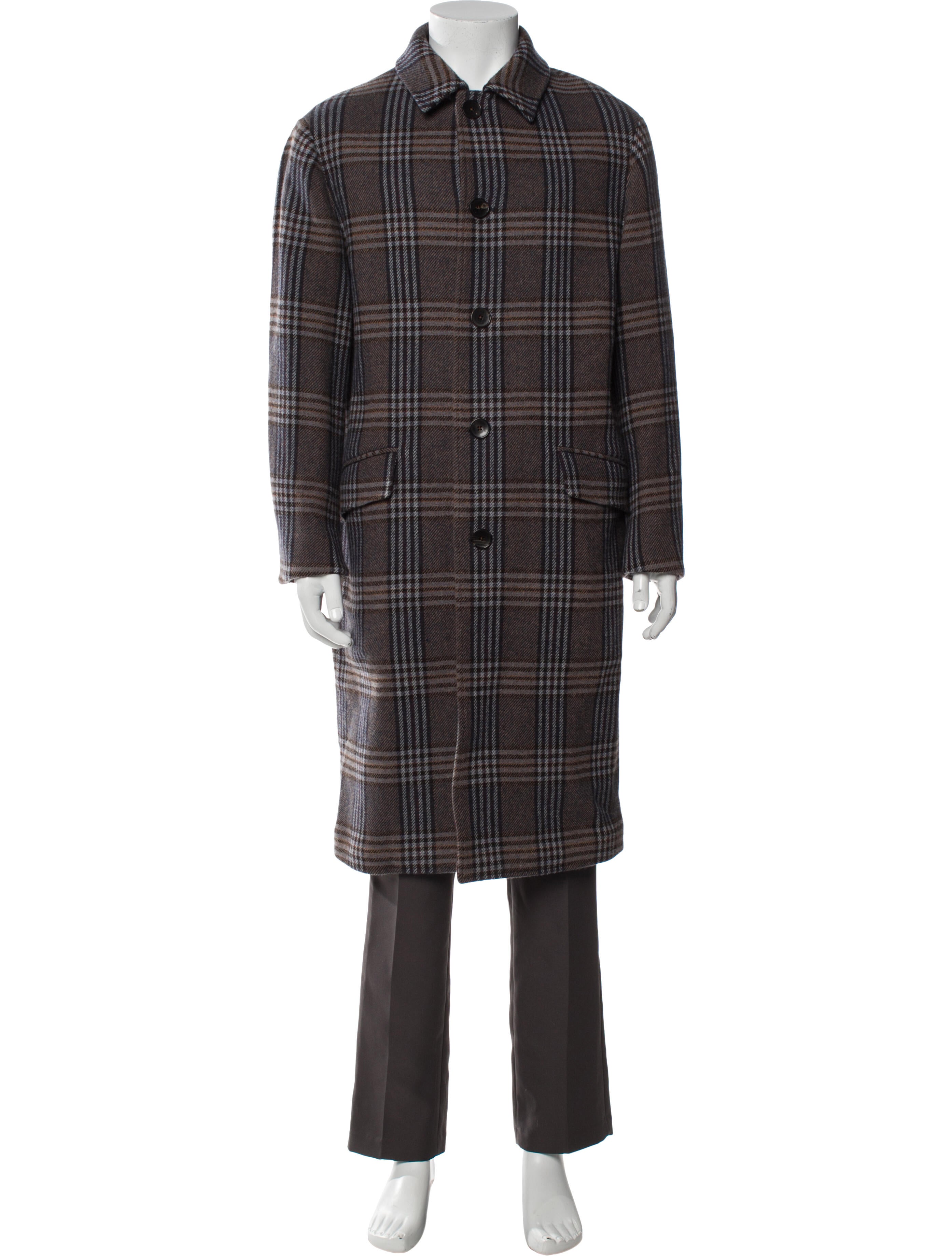 Etro Plaid Print Overcoat