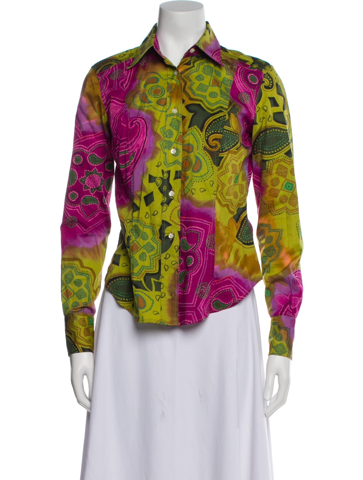 Etro Paisley Print Long Sleeve Button-Up Top