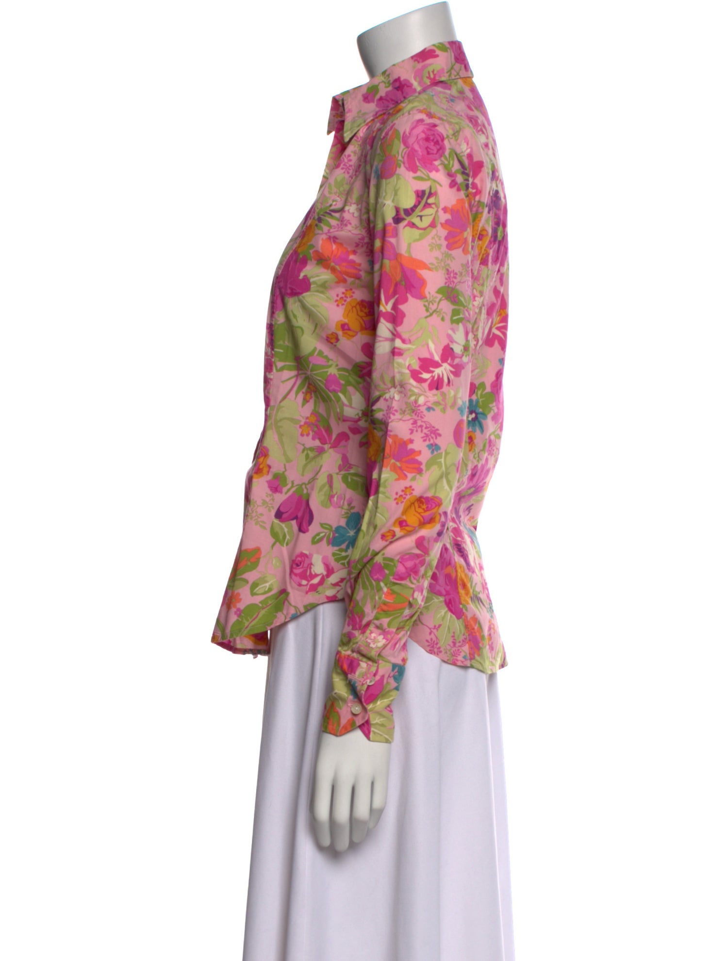 Etro Floral Print Long Sleeve Button-Up Top