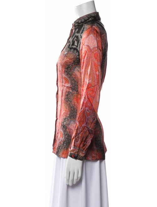 Etro Paisley Print Mock Neck Button-Up Top