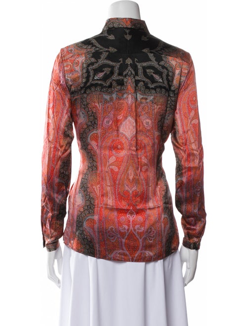 Etro Paisley Print Mock Neck Button-Up Top