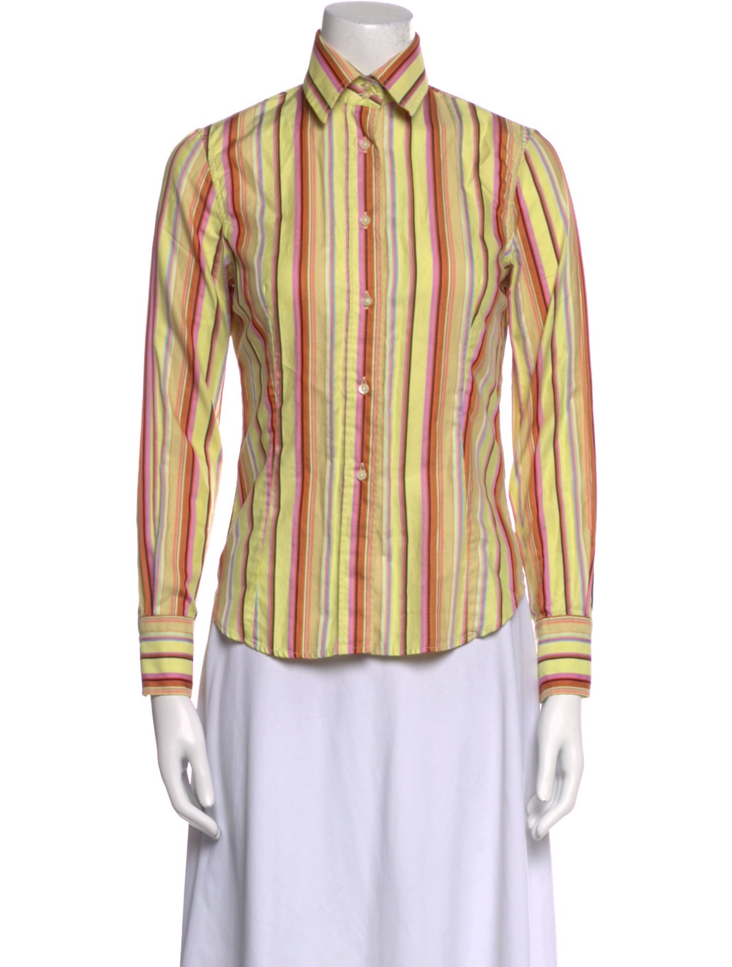 Etro Striped Long Sleeve Button-Up Top