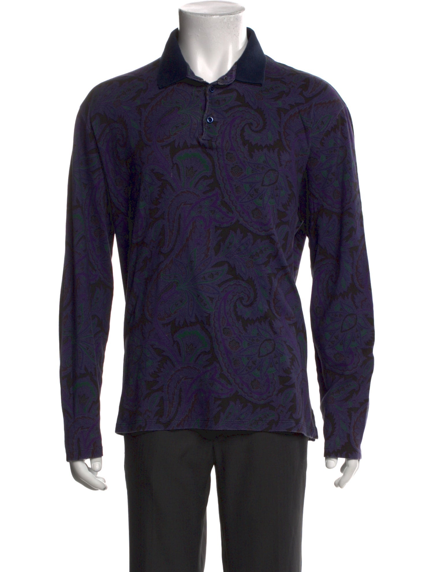 Etro Paisley Print Collar Polo Shirt