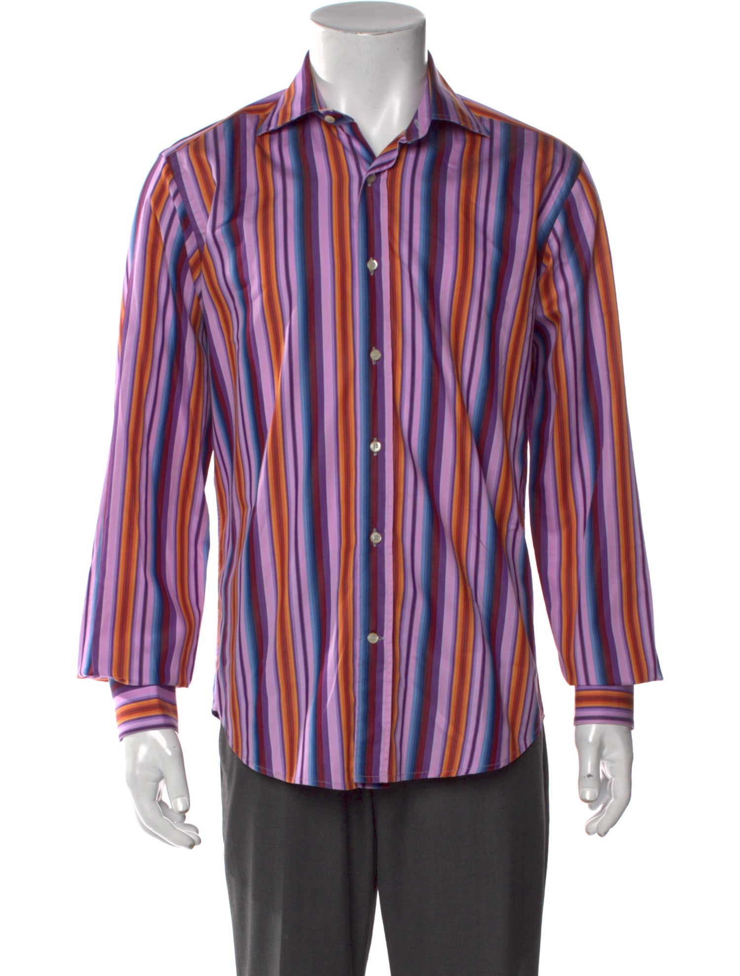 Etro Striped Long Sleeve Dress Shirt