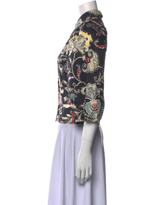 Etro Floral Print Three-Quarter Sleeve Button-Up Top