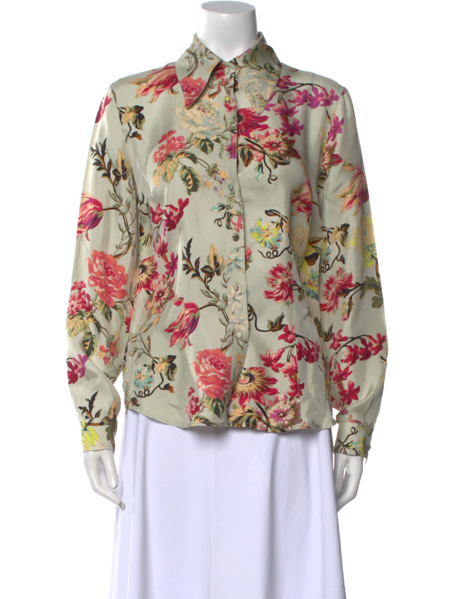 Etro Silk Floral Print Button-Up Top