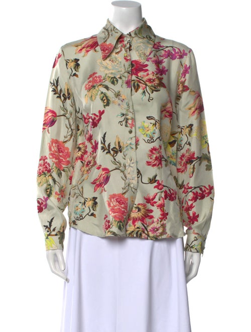 Etro Silk Floral Print Button-Up Top