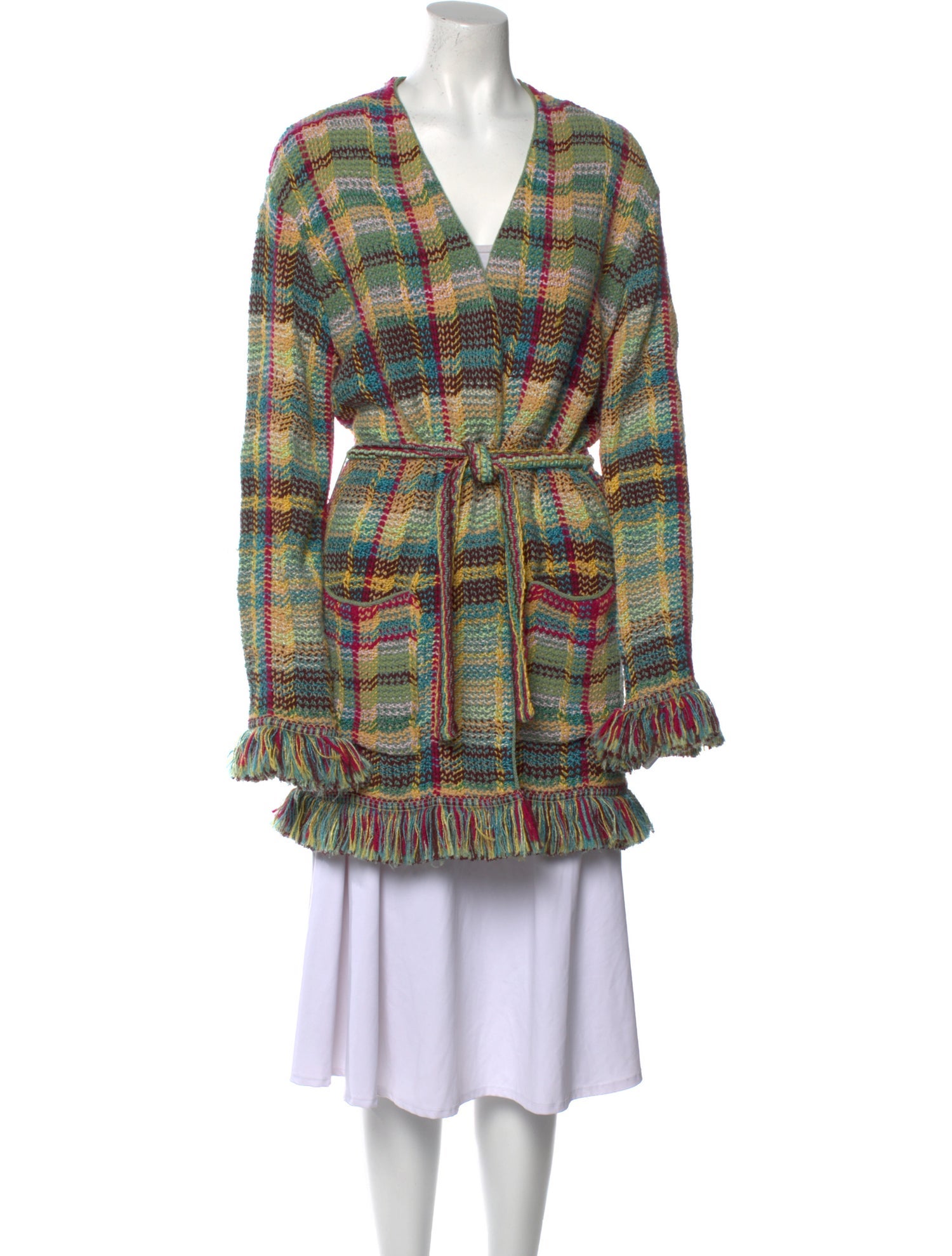 Etro Plaid Print V-Neck Sweater