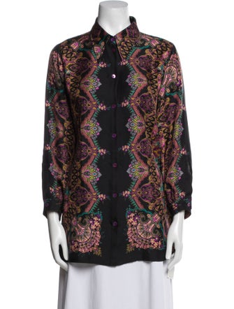 Etro Silk Paisley Print Button-Up Top