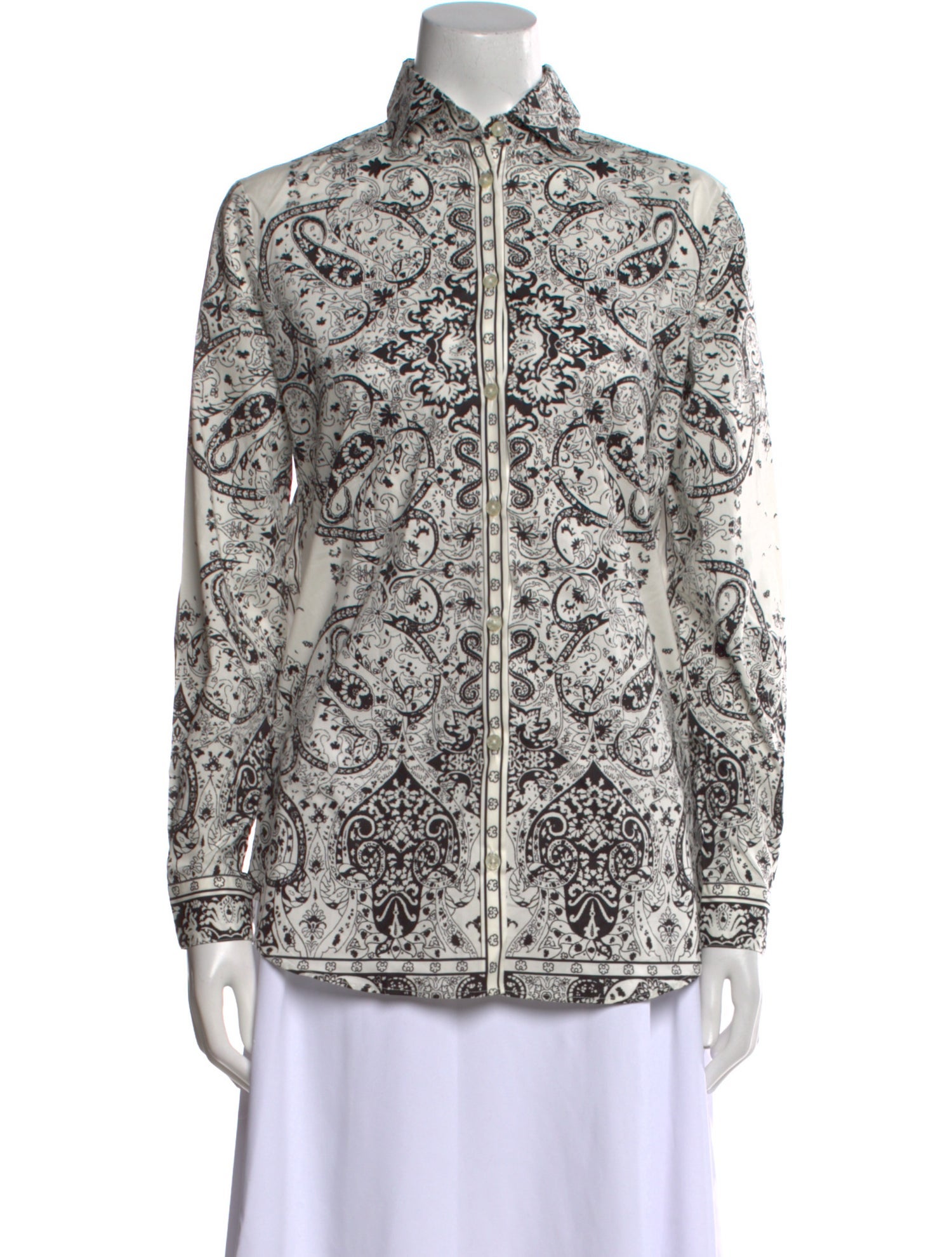 Etro Printed Long Sleeve Button-Up Top