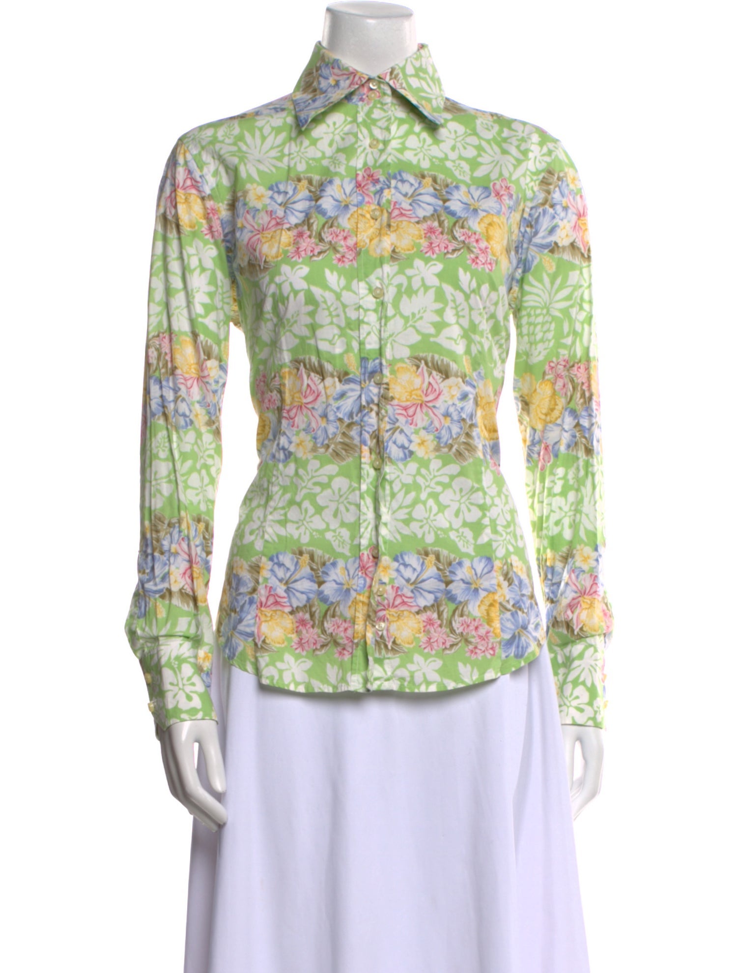 Etro Floral Print Long Sleeve Button-Up Top