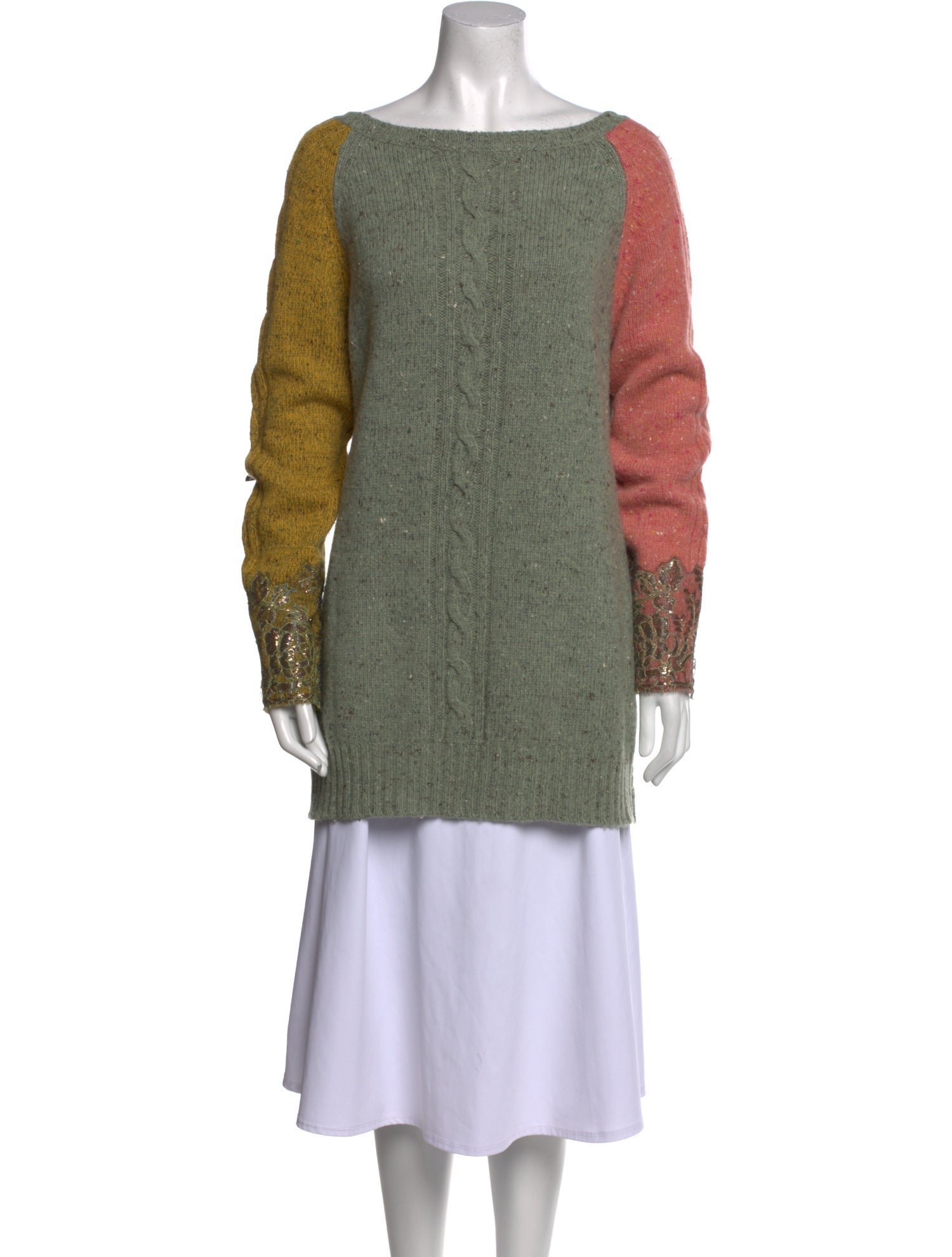 Etro Wool Colorblock Pattern Sweater