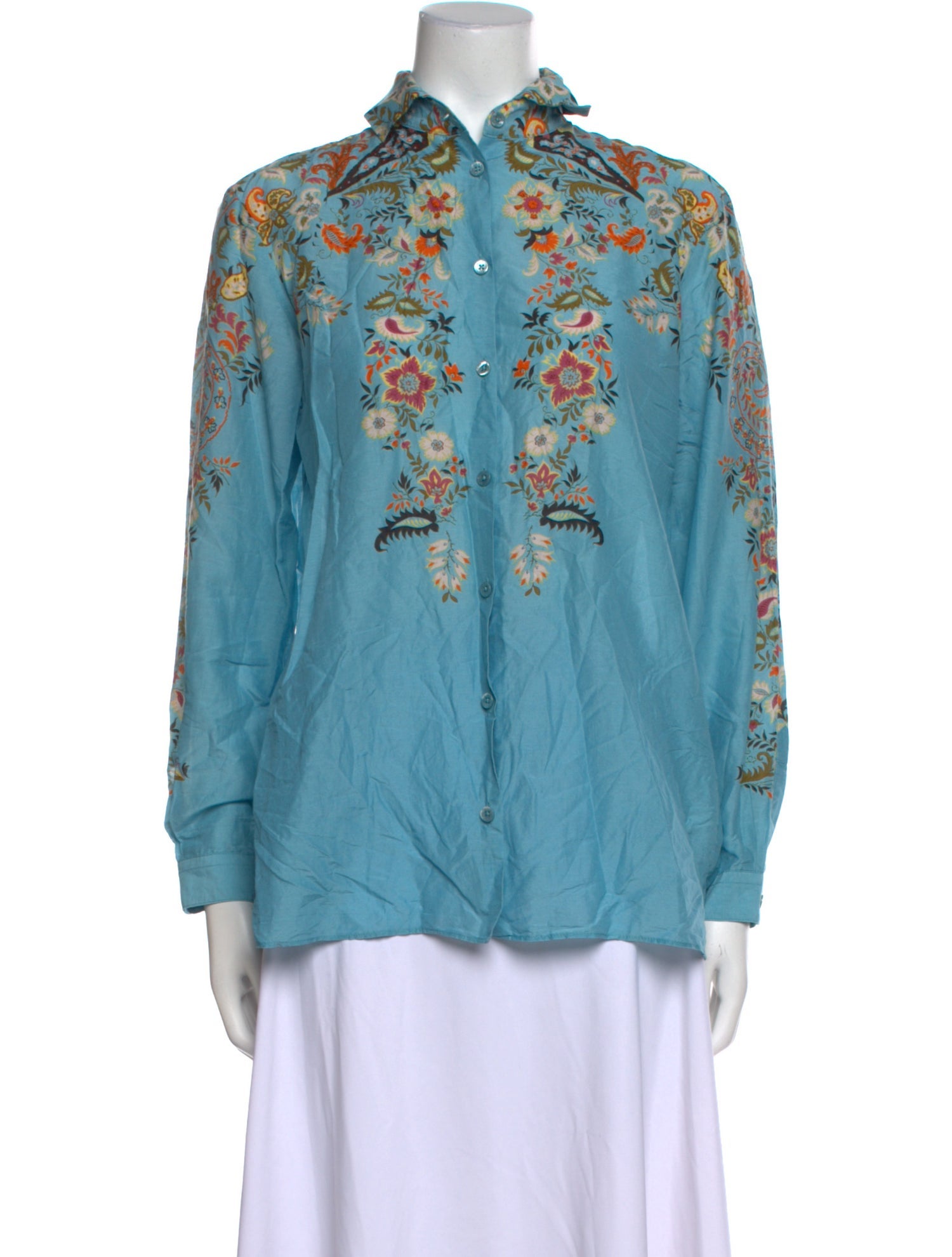 Etro Floral Print Mock Neck Blouse