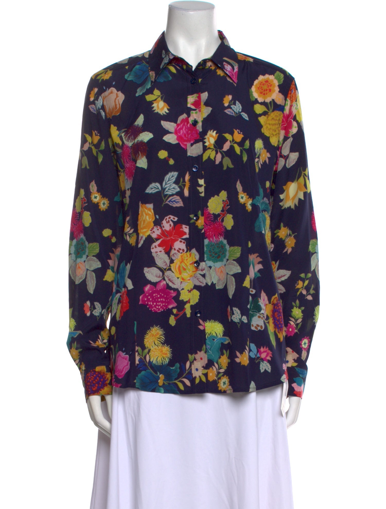 Etro Silk Floral Print Button-Up Top