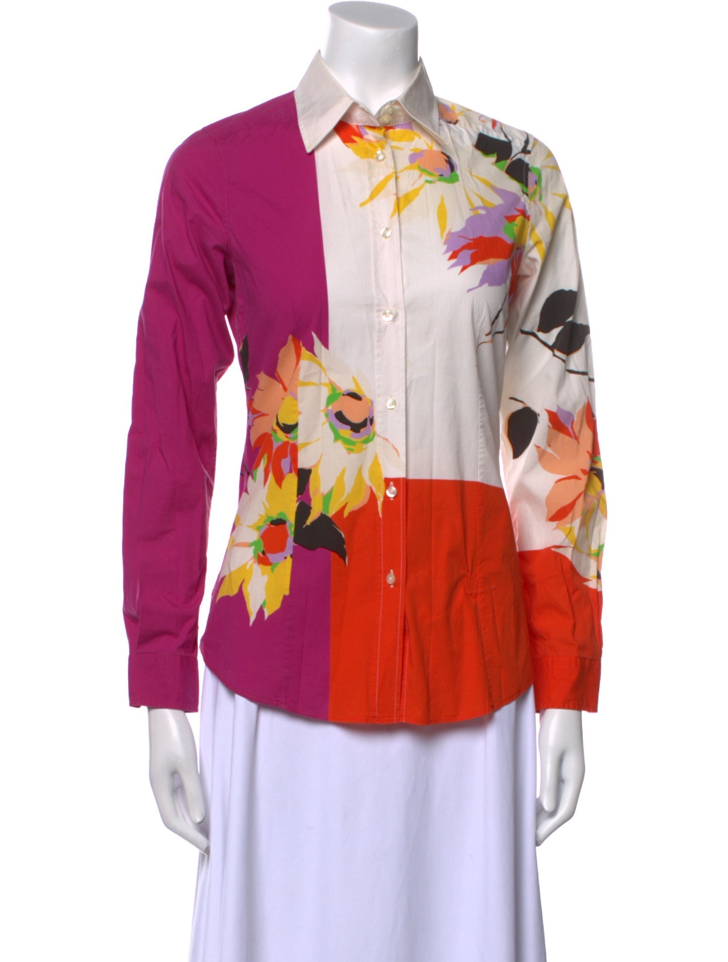 Etro Floral Print Long Sleeve Button-Up Top