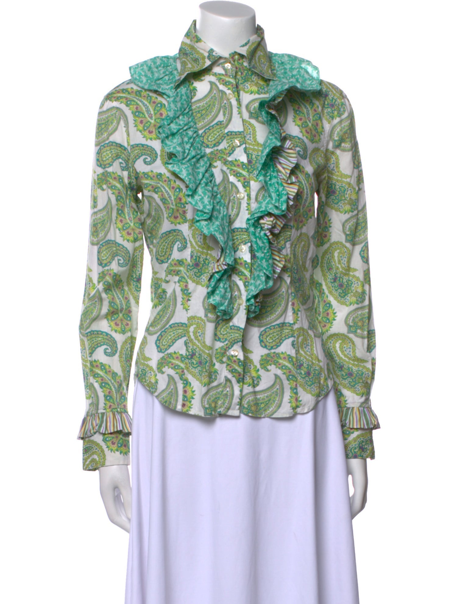 Etro Paisley Print Long Sleeve Button-Up Top