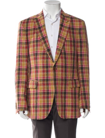 Etro Linen Plaid Print Blazer