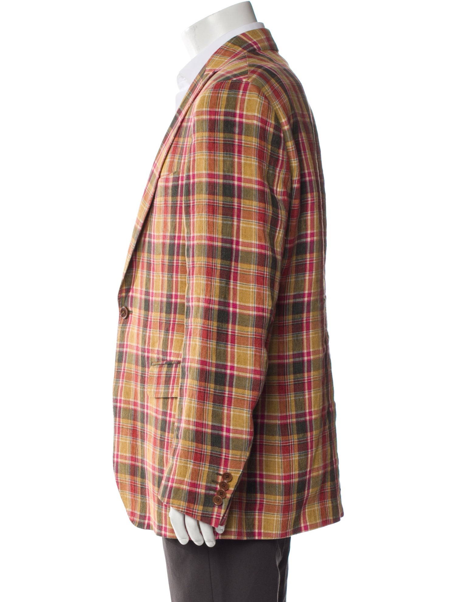 Etro Linen Plaid Print Blazer