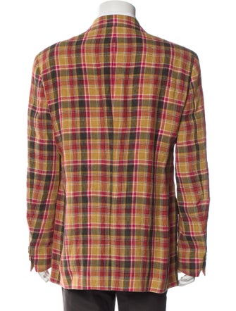 Etro Linen Plaid Print Blazer