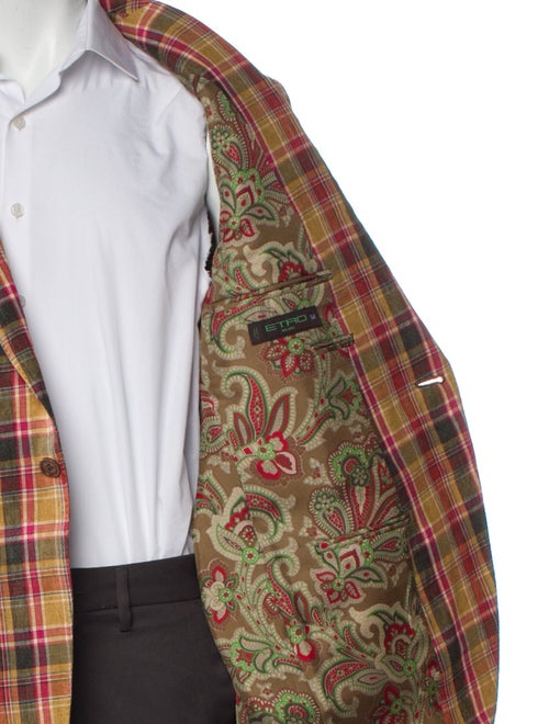 Etro Linen Plaid Print Blazer
