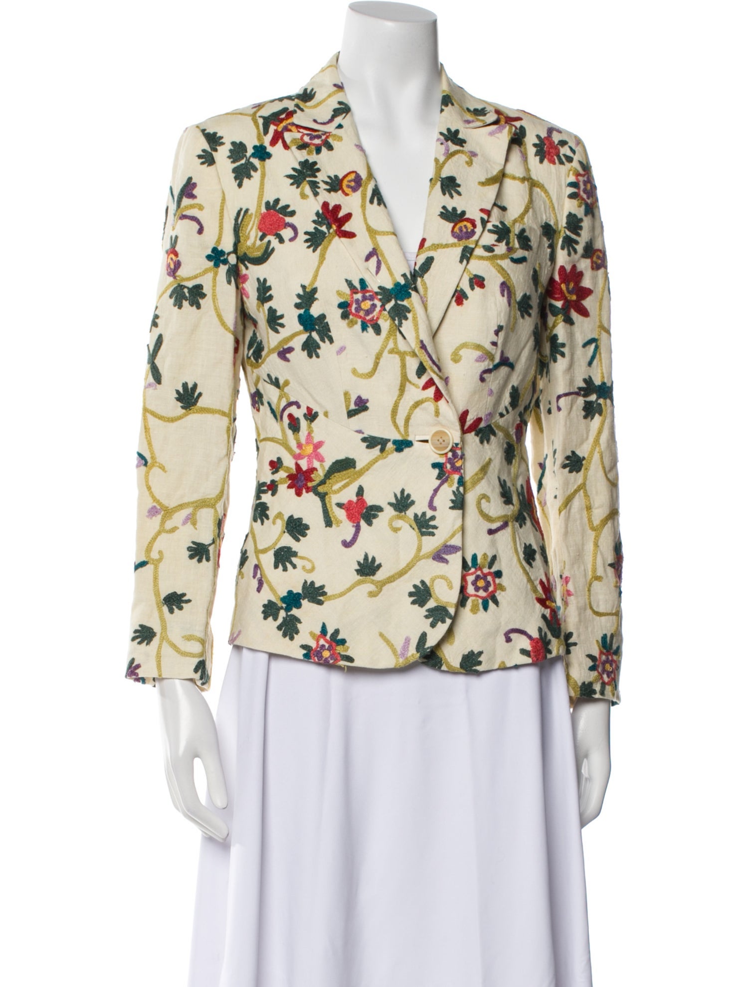 Etro Linen Floral Print Blazer