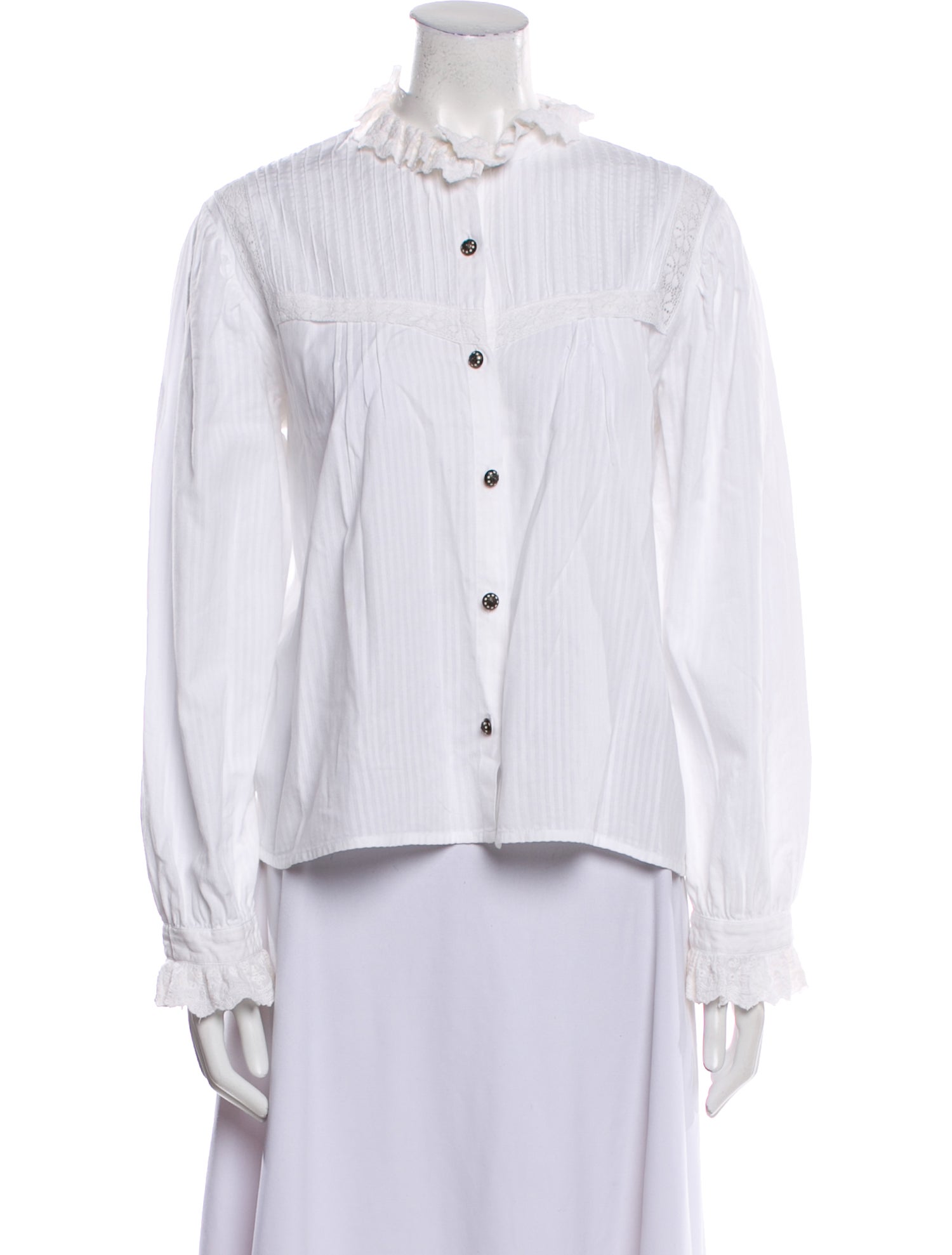 Etro Mock Neck Long Sleeve Button-Up Top
