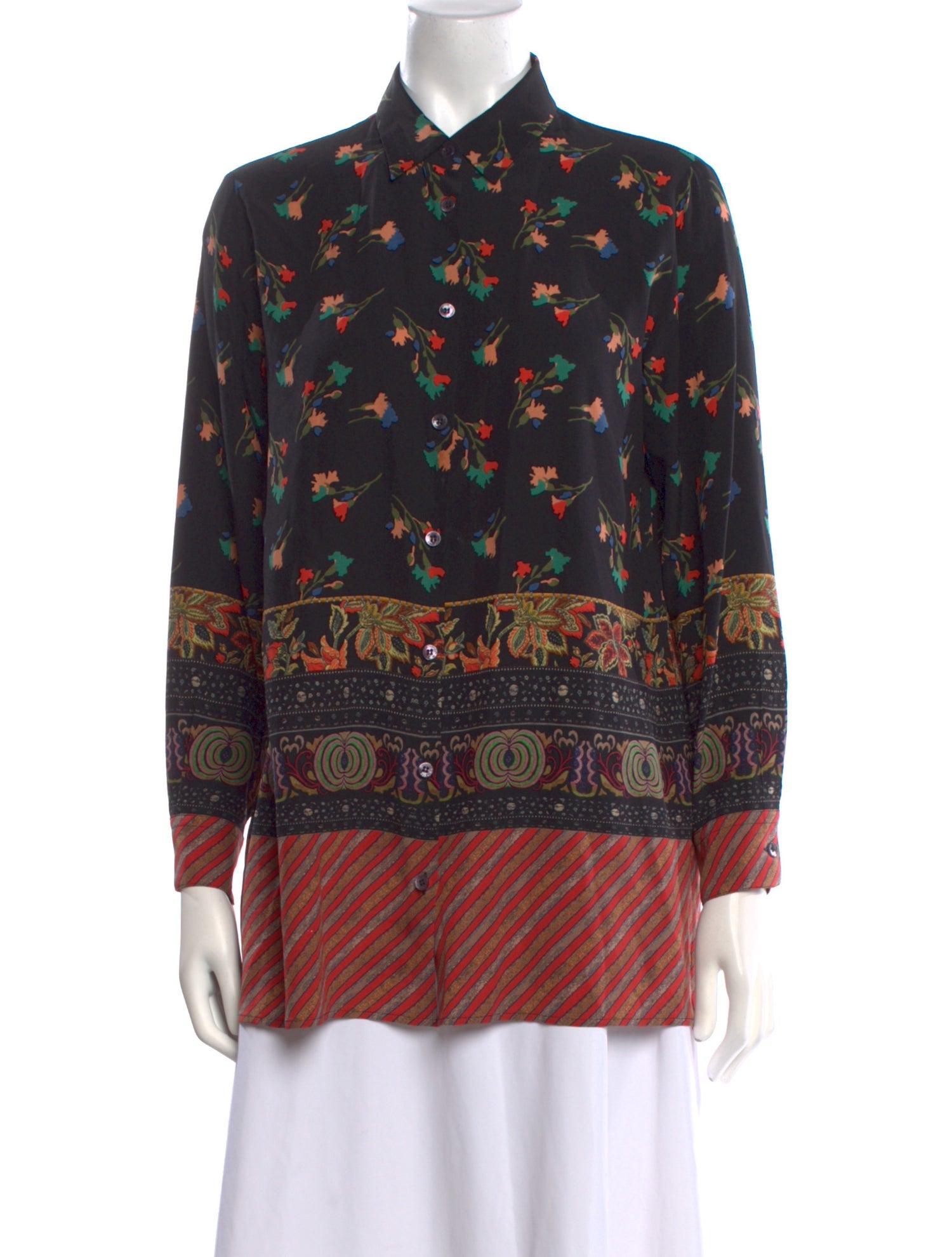 Etro Silk Printed Button-Up Top