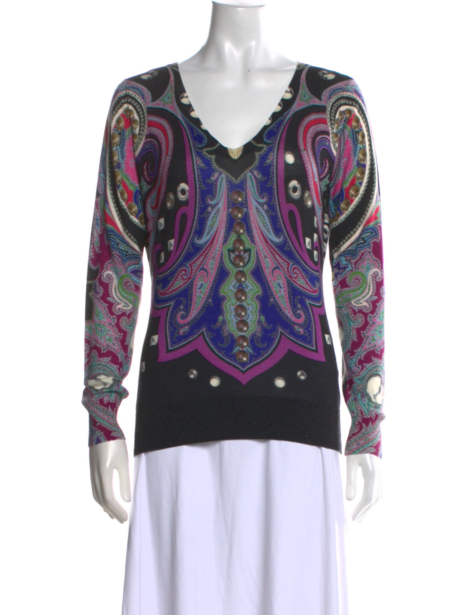 Etro Silk Paisley Print Sweater