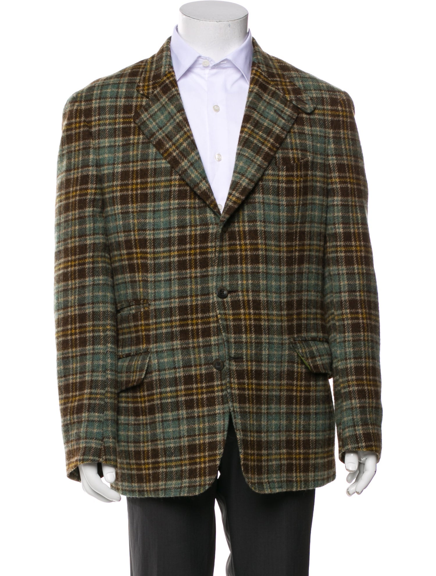 Etro Wool Plaid Print Peacoat