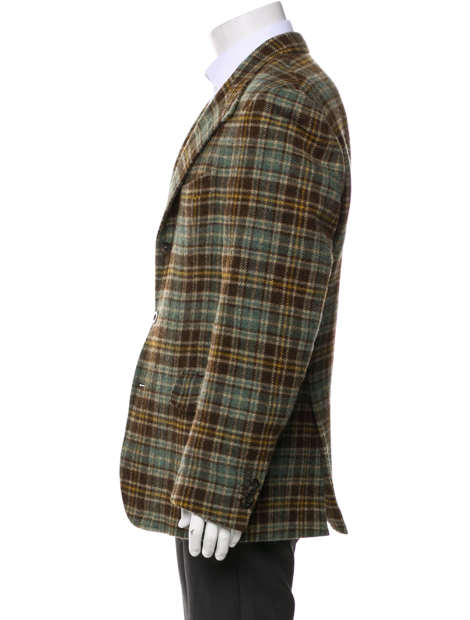 Etro Wool Plaid Print Peacoat