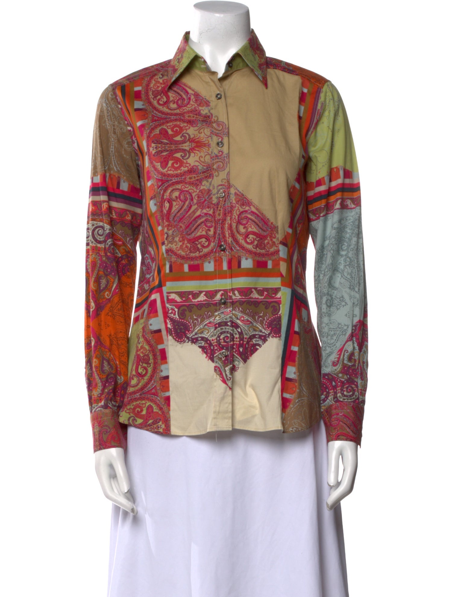 Etro Paisley Print Long Sleeve Button-Up Top