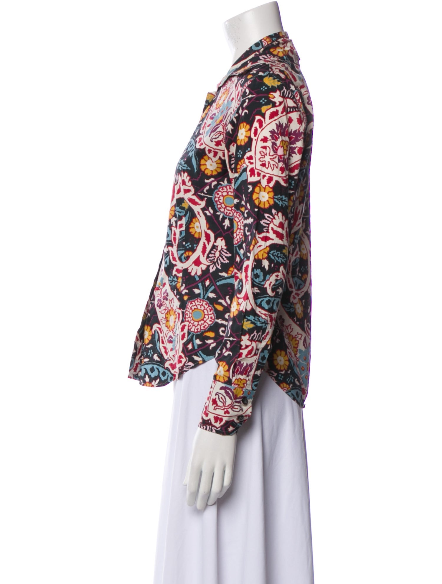 Etro Printed Long Sleeve Button-Up Top