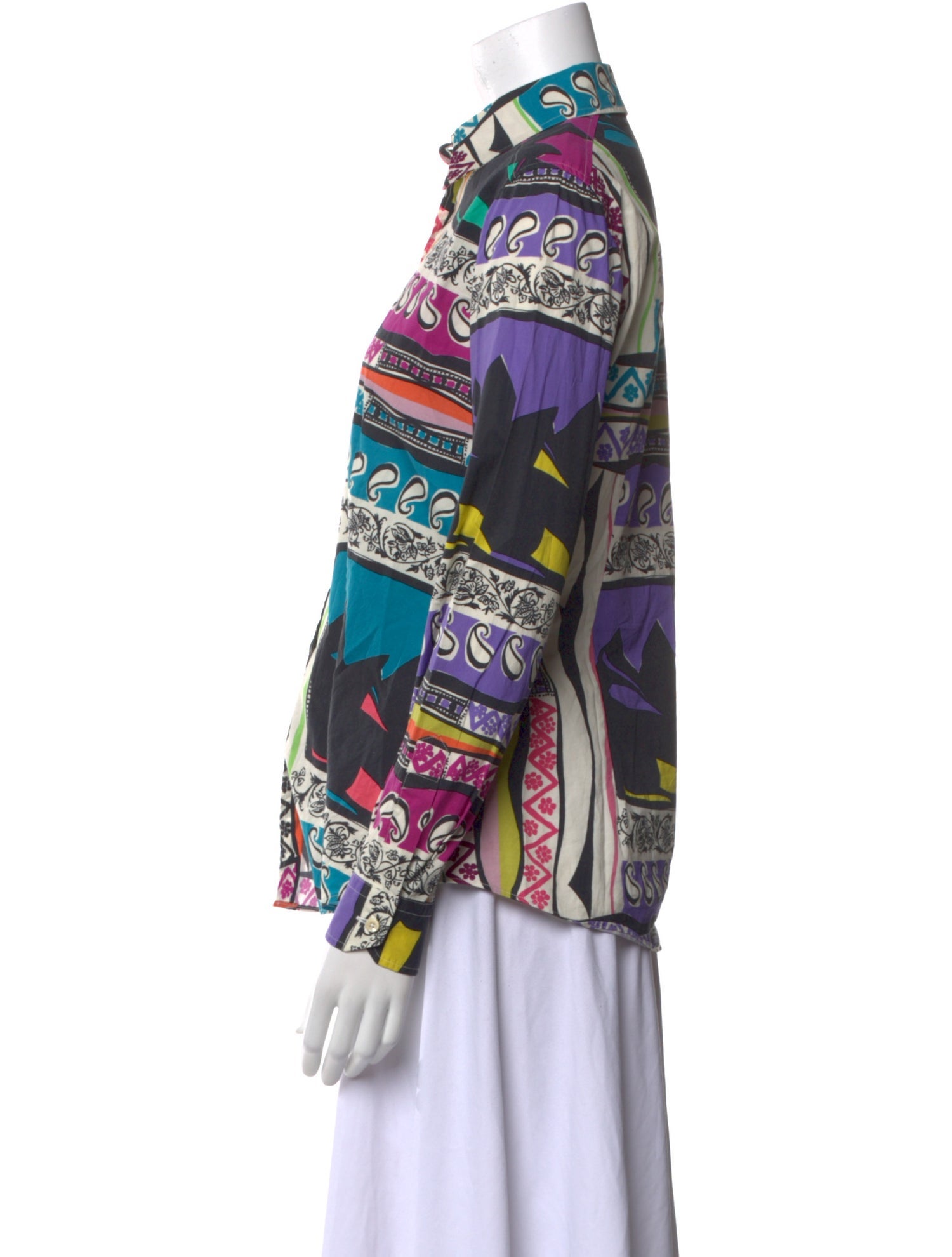 Etro Printed Long Sleeve Button-Up Top