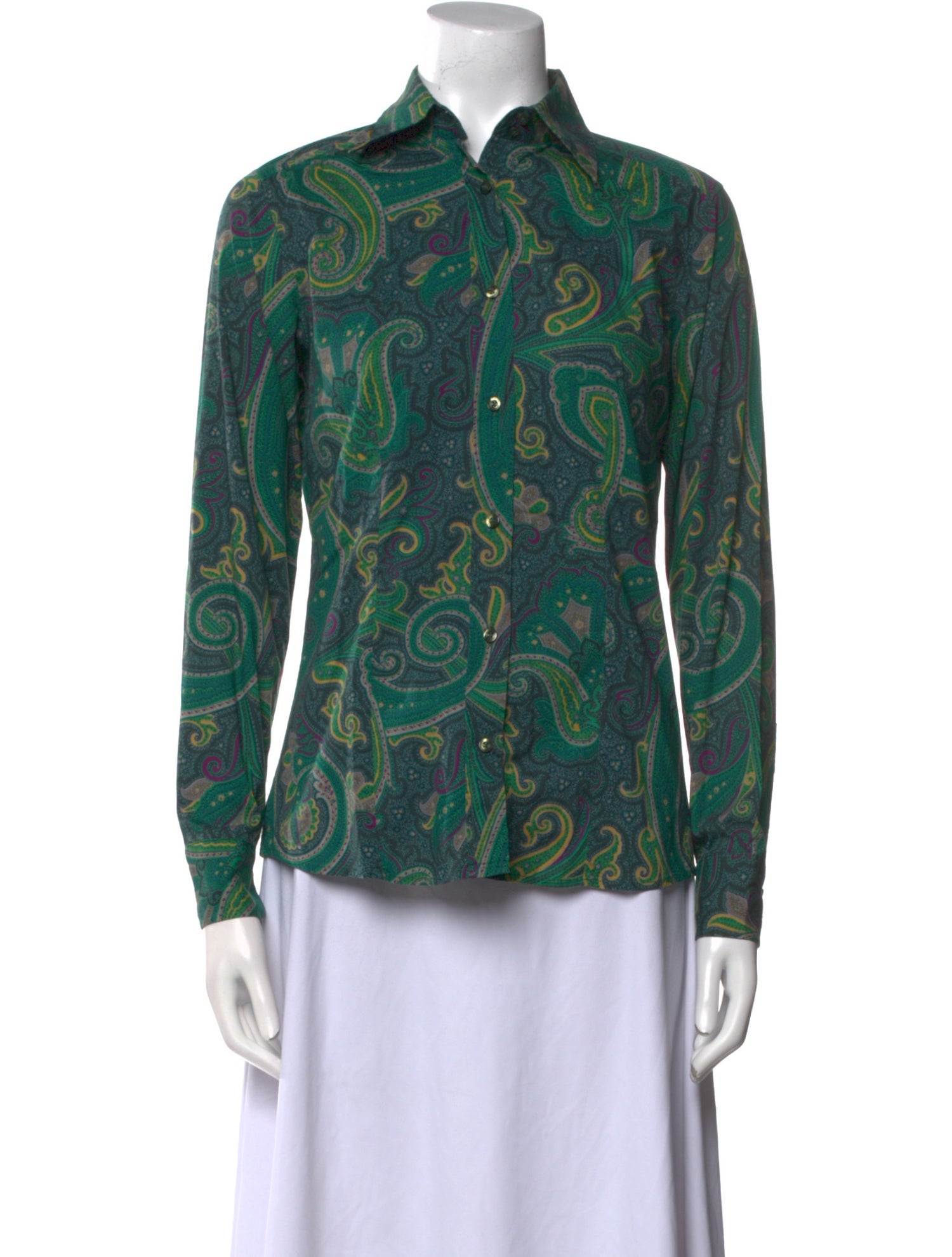 Etro Paisley Print Long Sleeve Button-Up Top