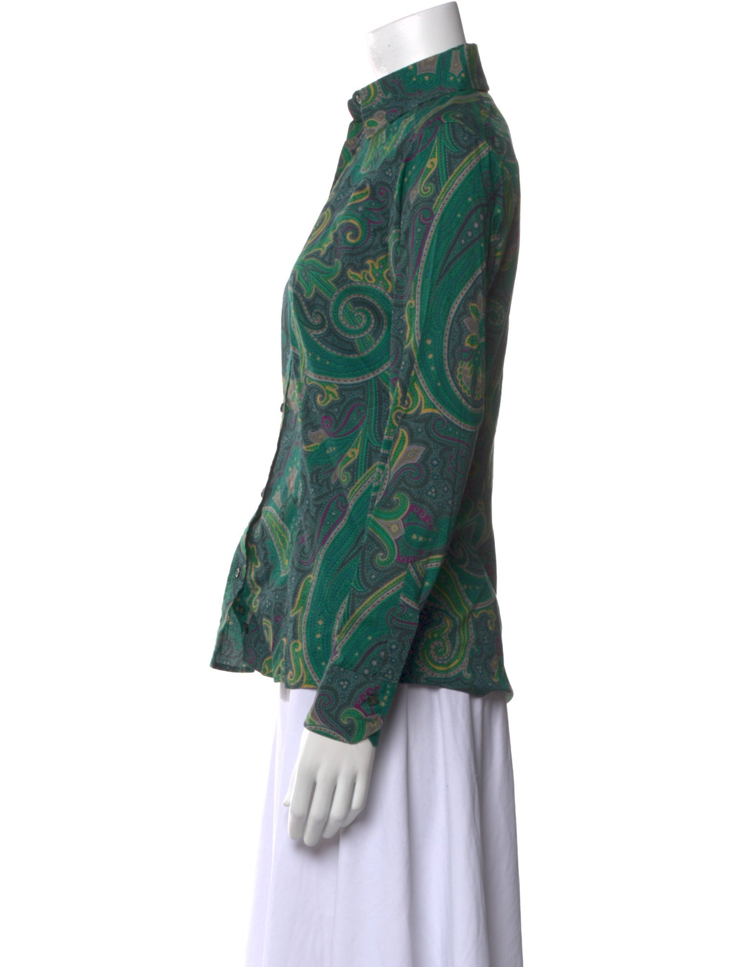 Etro Paisley Print Long Sleeve Button-Up Top