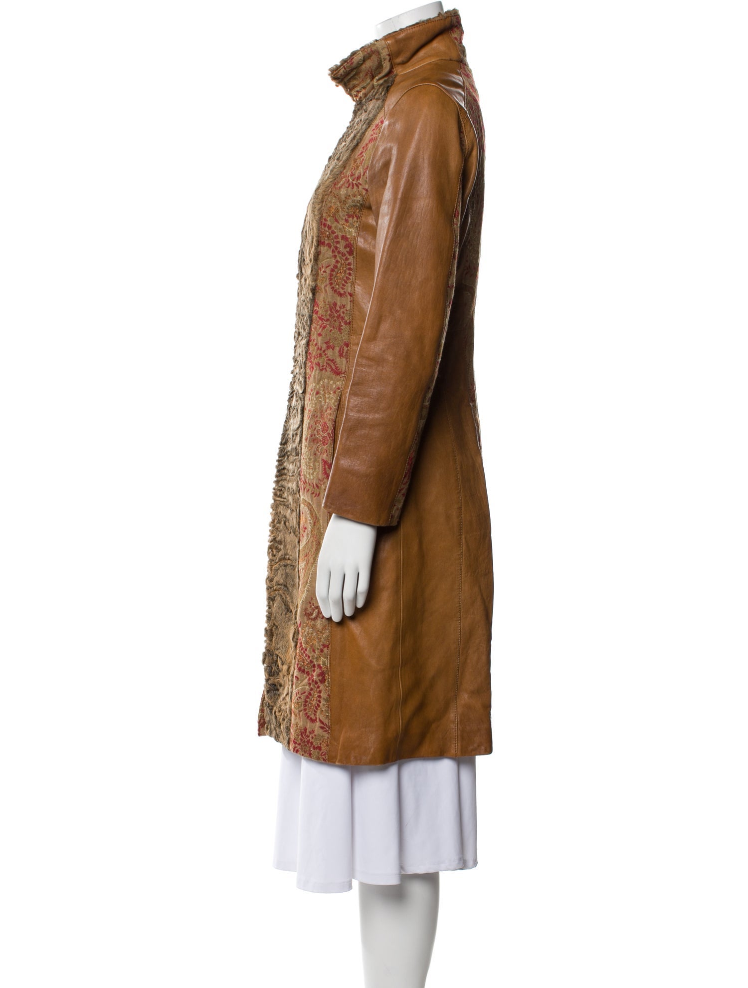 Etro Vintage Leather Faux Fur Coat