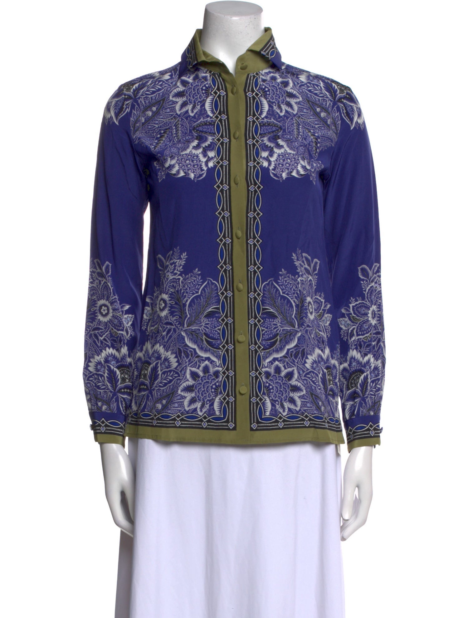 Etro Silk Floral Print Button-Up Top w/ Tags