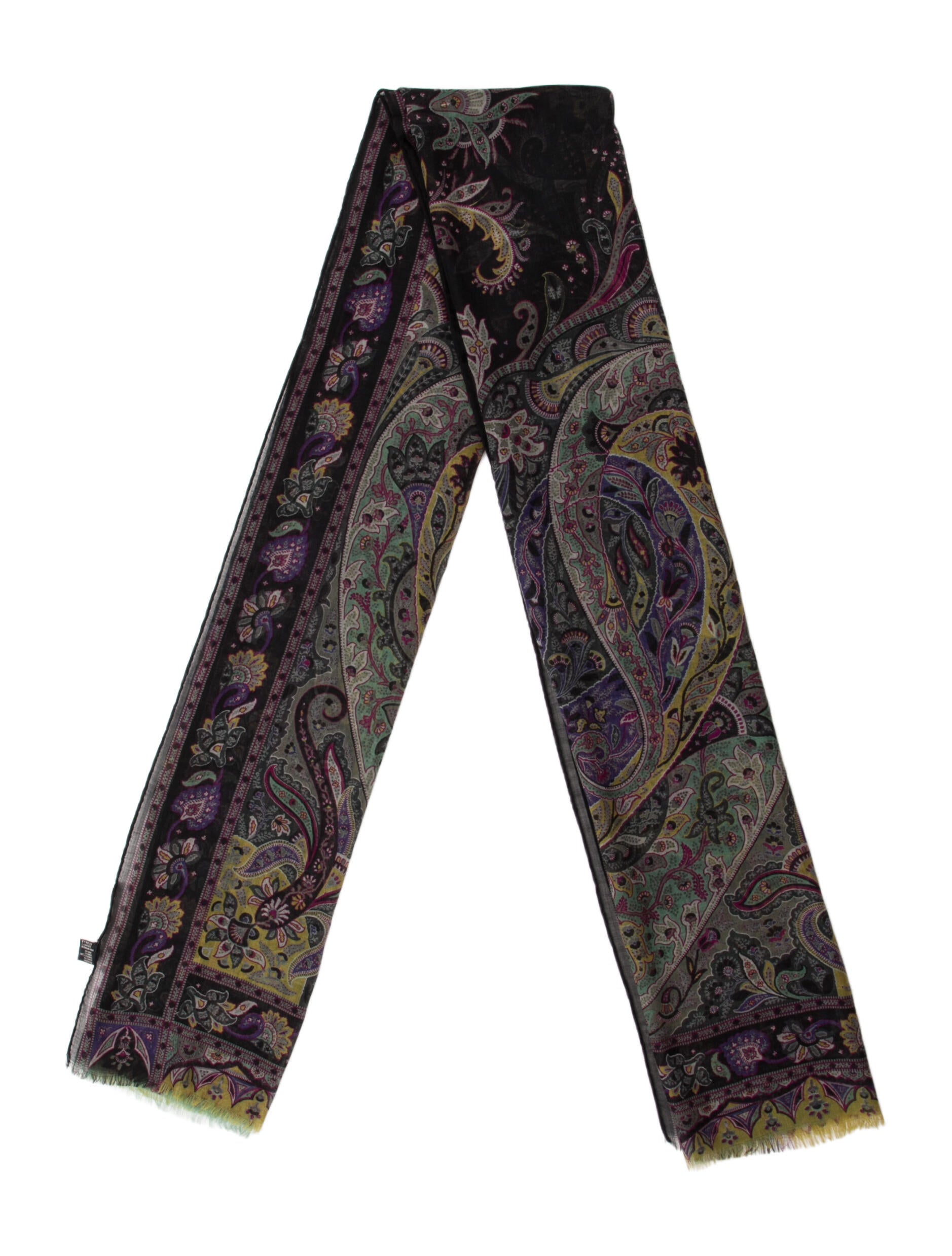 Etro Cashmere Paisley Print Scarf
