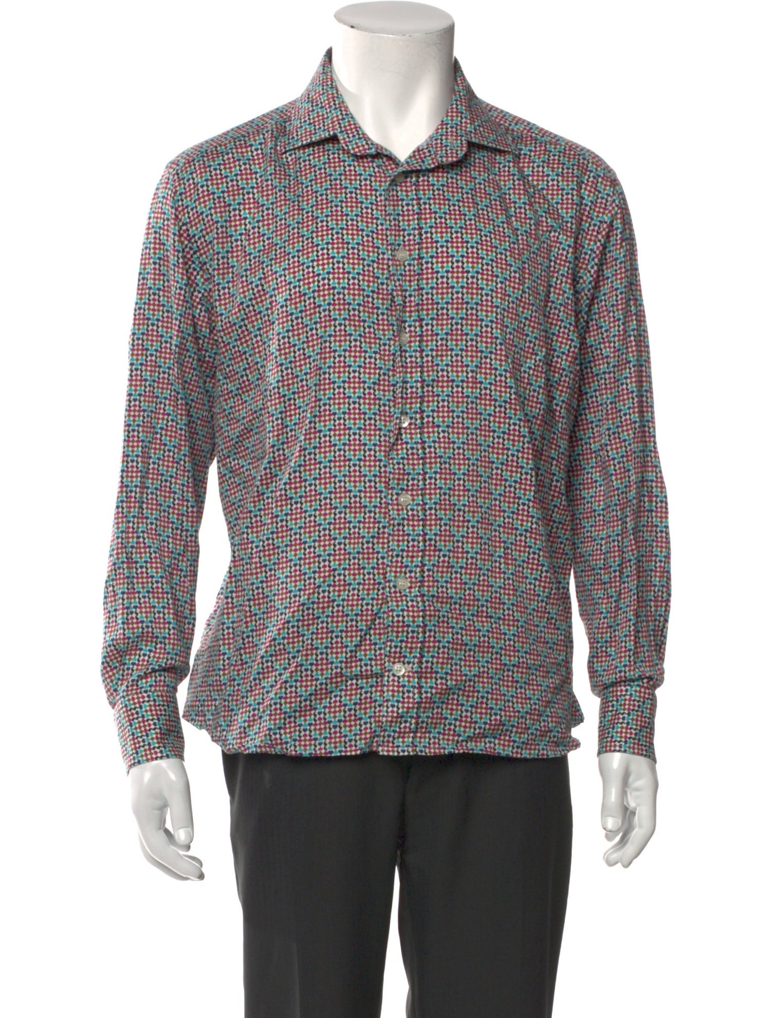 Etro Plaid Print Long Sleeve Dress Shirt