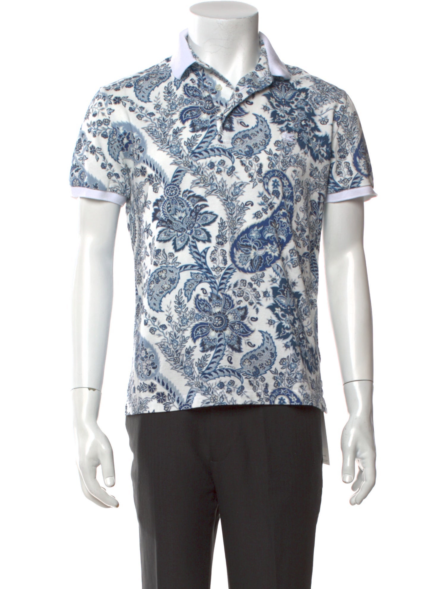 Etro Floral Print V-Neck Polo Shirt