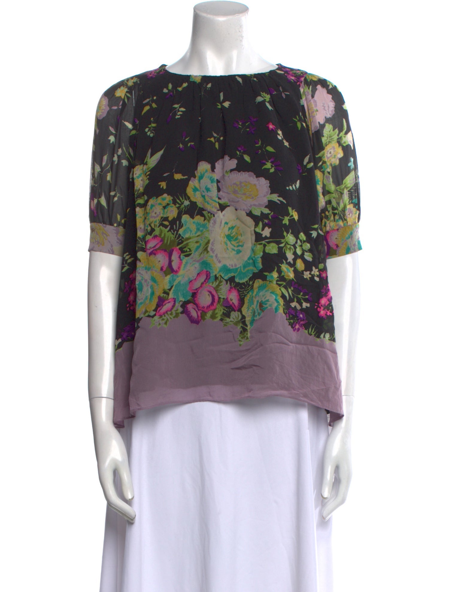 Etro Floral Print Bateau Neckline Blouse