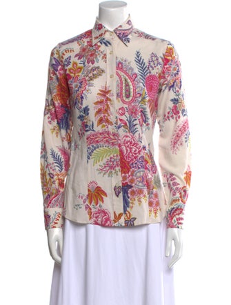 Etro Paisley Print Long Sleeve Button-Up Top