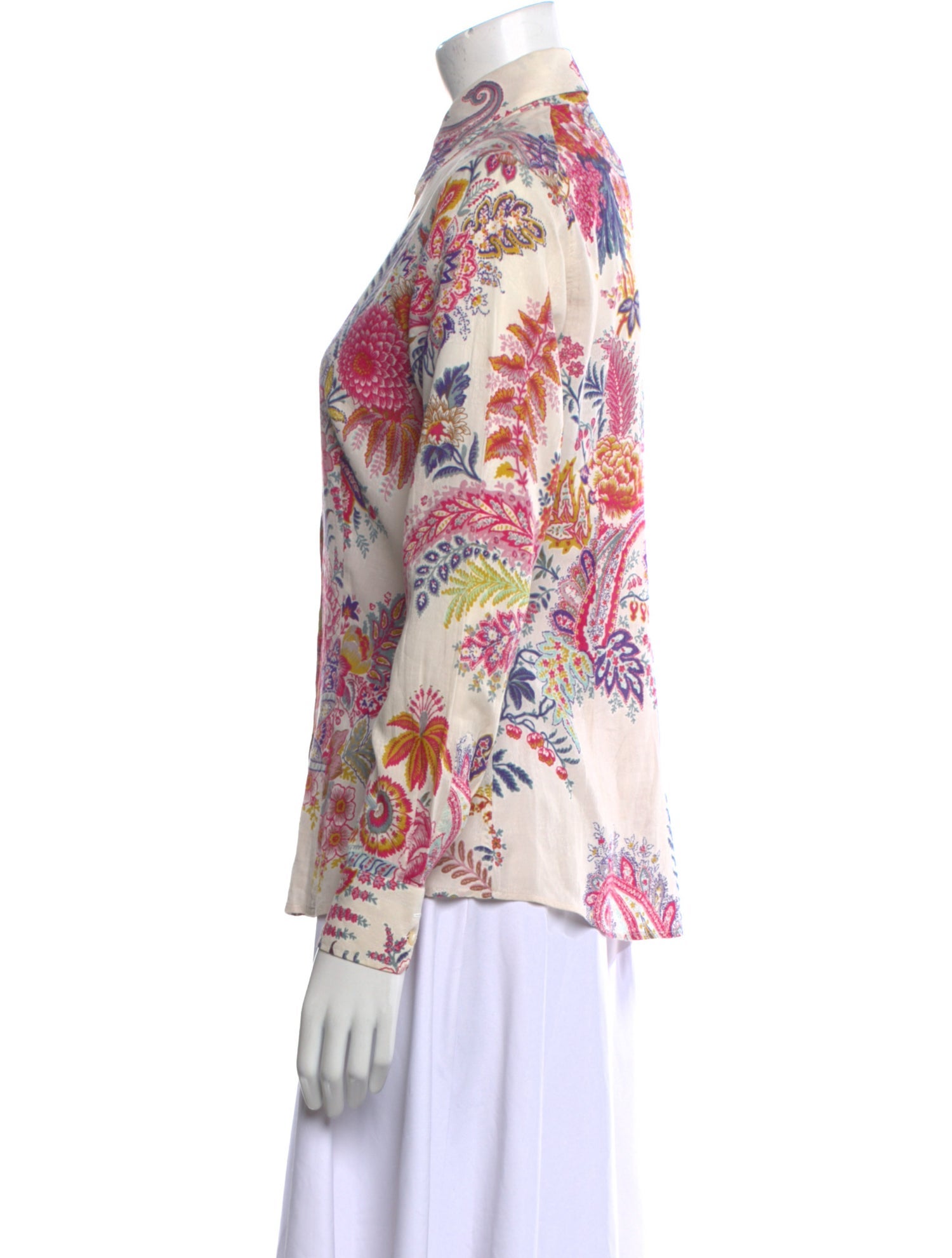 Etro Paisley Print Long Sleeve Button-Up Top