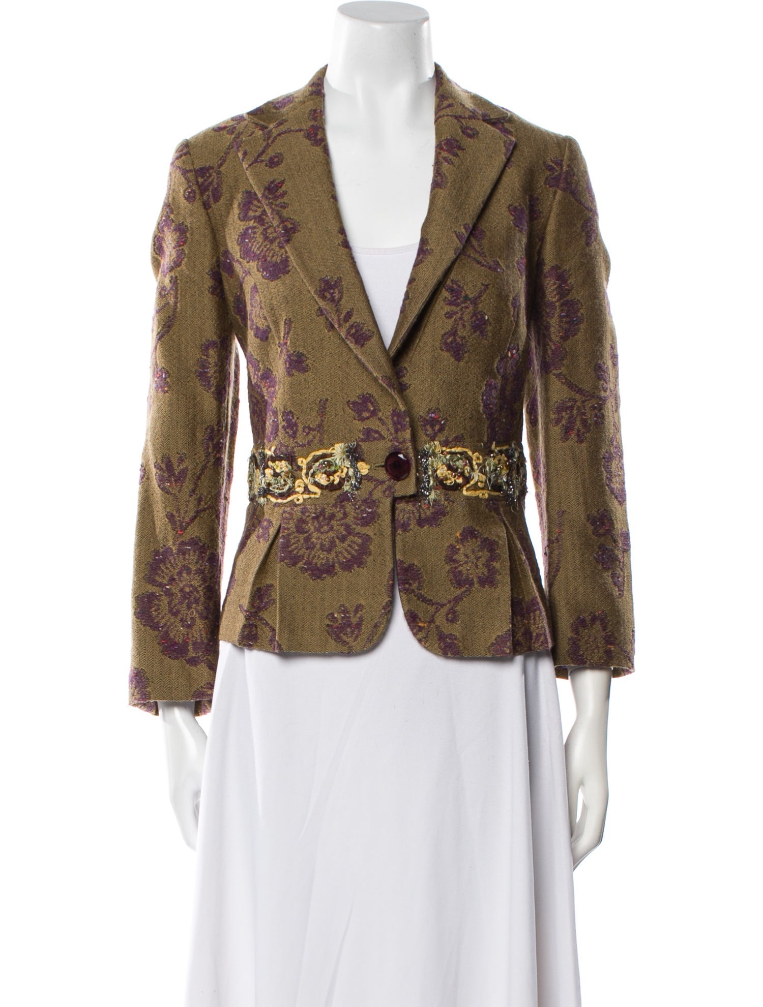Etro Wool Floral Print Blazer
