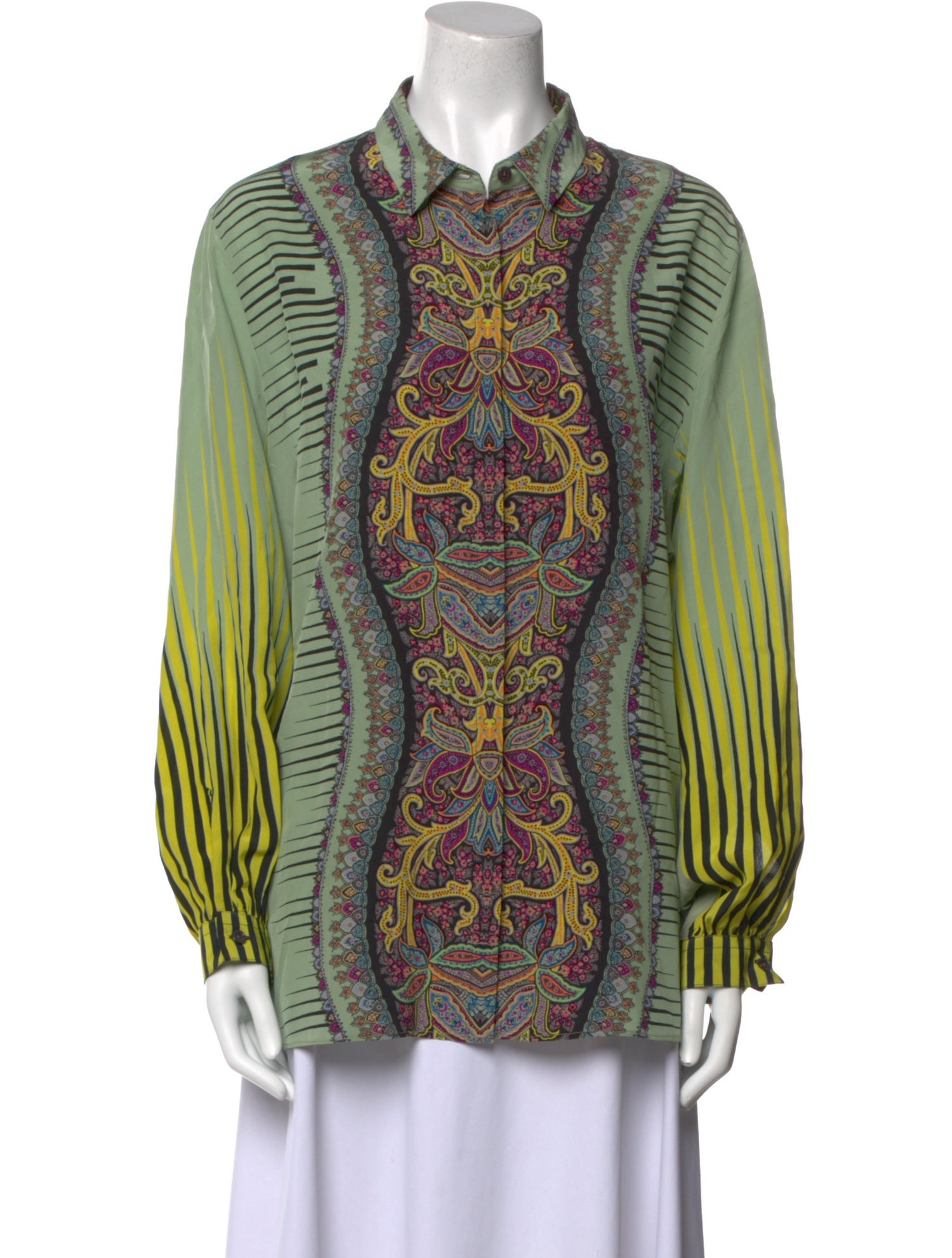Etro Silk Paisley Print Button-Up Top w/ Tags