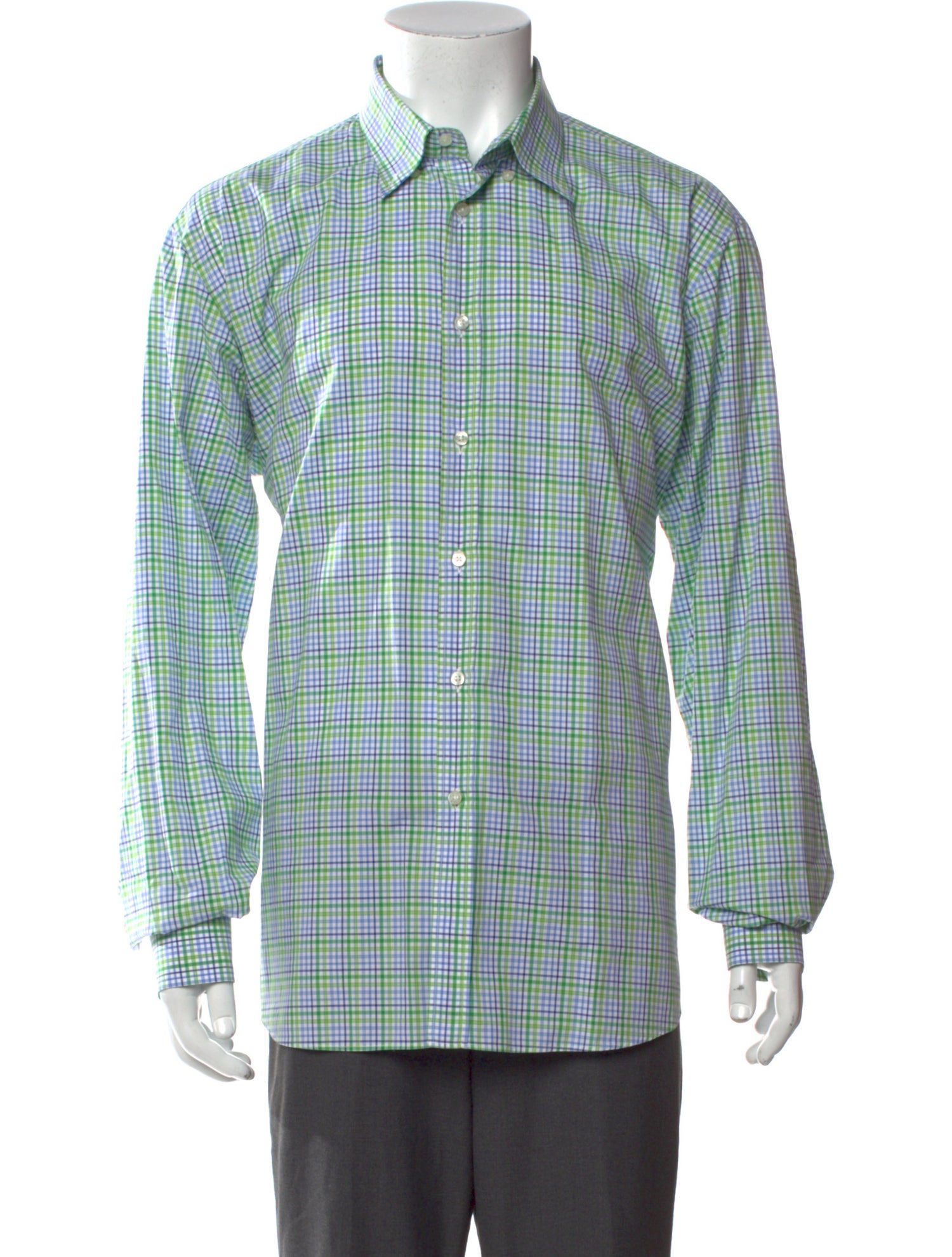 Etro Plaid Print Long Sleeve Dress Shirt