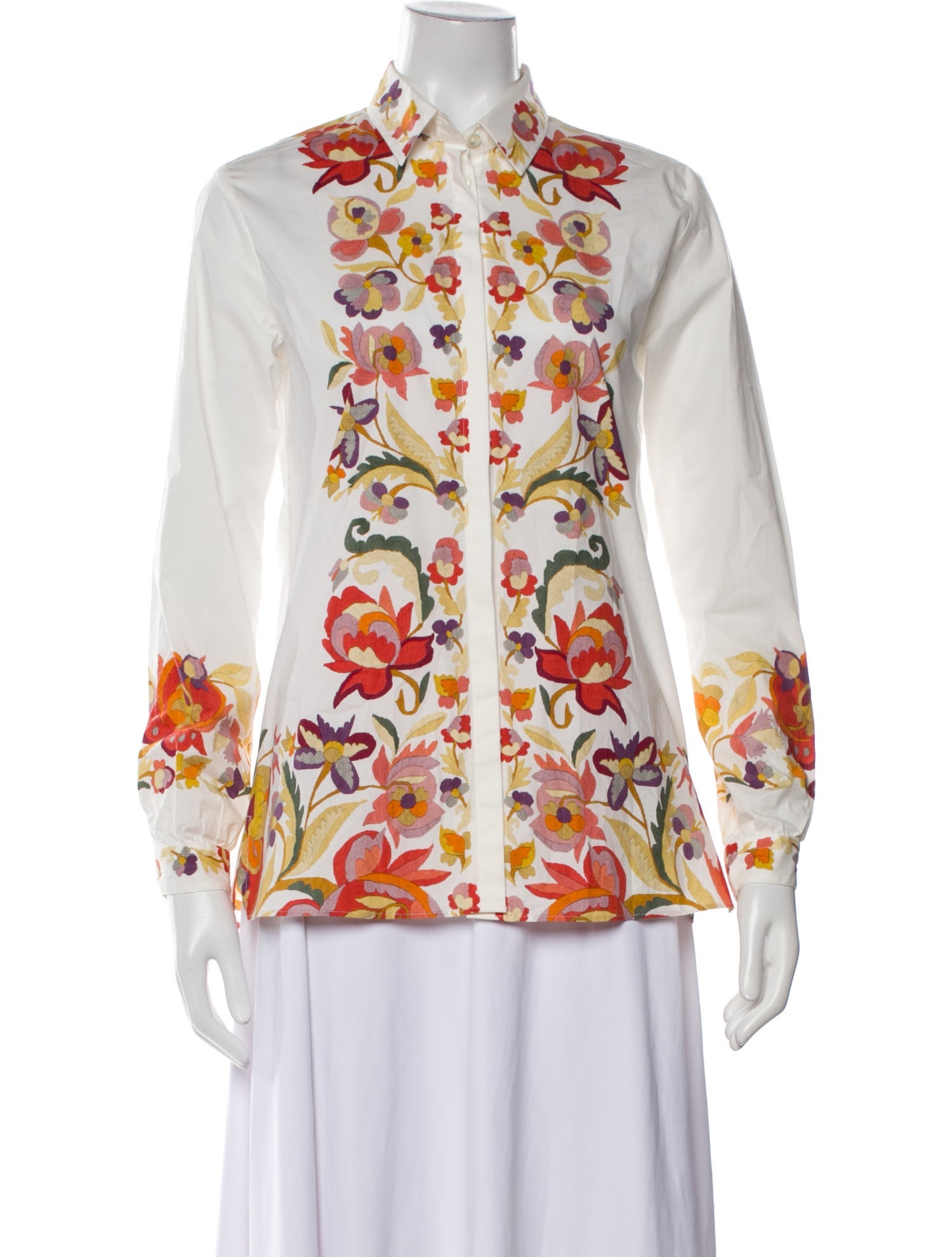Etro Printed Long Sleeve Button-Up Top