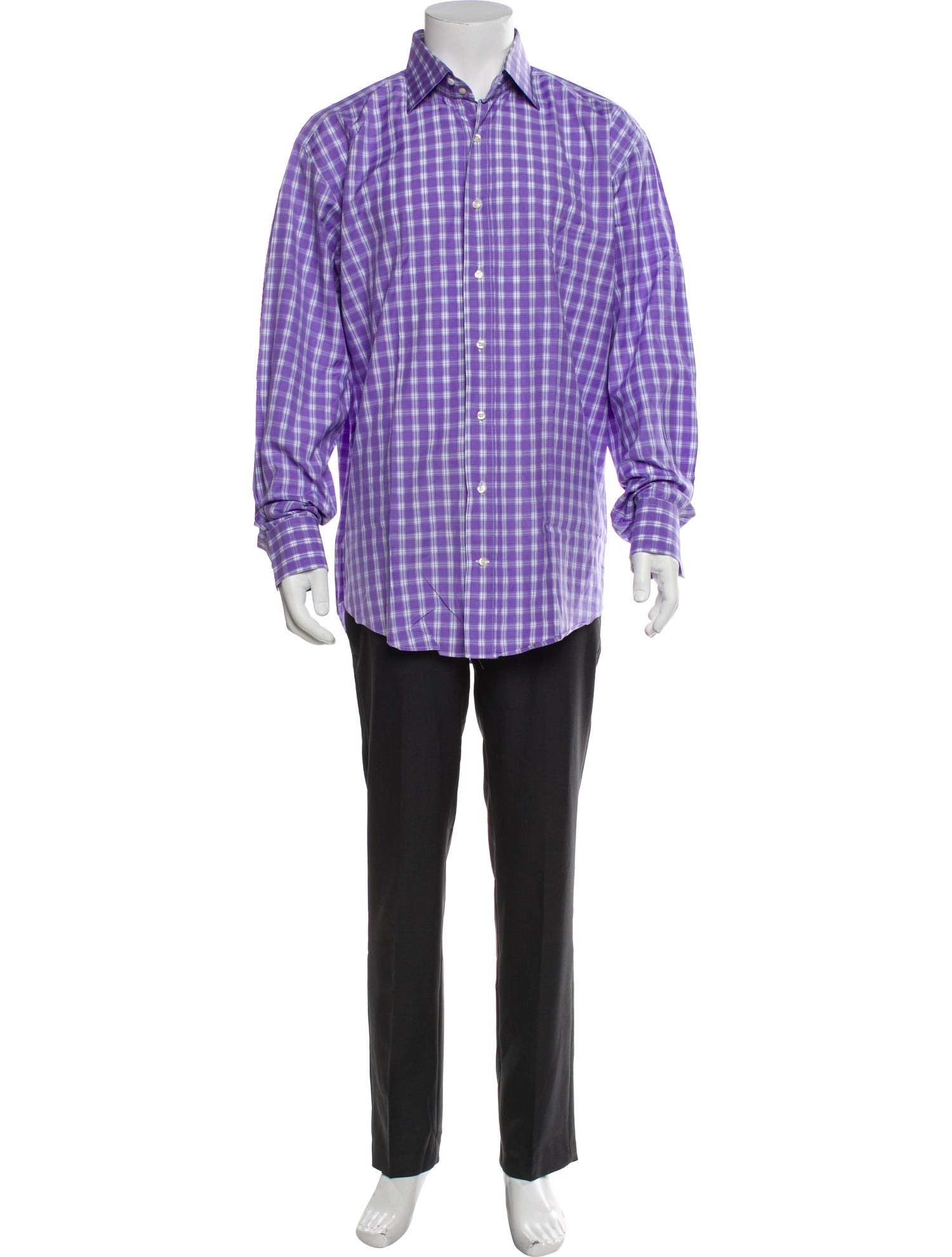 Etro Plaid Print Long Sleeve Dress Shirt